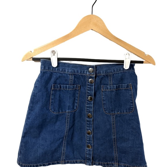 BDG Dresses & Skirts - BDG Blue A-Line Skirt with Button Detail